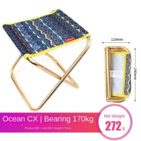 Outdoor folding chairs aluminum alloy fishing chairs barbecue folding stool portable camping pony (Outdoor folding chairs: Outdoor folding chairs-blue)