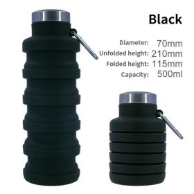500ml outdoor retractable water bottle portable collapsible silica gel sports cup (My Capacity: as shown, Color: A01 500ML)