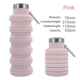 500ml outdoor retractable water bottle portable collapsible silica gel sports cup (My Capacity: as shown, Color: A02 500ML)