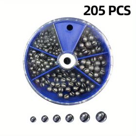 106/205pcs Round Split Shot Weights Set; Removable Split Shot Dispenser; Fishing Weights Sinkers; Fishing Tackle Accessories (My Quantity: Blue-205pcs)