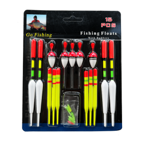 15pcs Fishing Lure Floats Set; Combination Fishing Accessories; Assorted Sizes (My Quantity: 15pcs/pack)