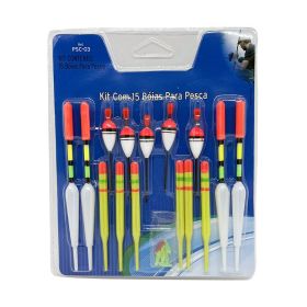 15pcs Fishing Lure Floats Set; Combination Fishing Accessories; Assorted Sizes (My Quantity: 15pcs/pack(blue))