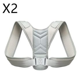 Back Posture Corrector Belt Adjustable Clavicle Spine Back Shoulder Lumbar Men Women Posture Correction (Color: Grey 2PCS, size: L)