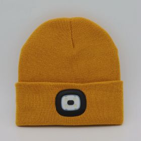 LED Knit Hat Button Cell Type Knitted Hat With Light Glowing (Style: B, Color: Yellow)