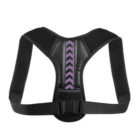 Back Posture Corrector Belt Adjustable Clavicle Spine Back Shoulder Lumbar Men Women Posture Correction (Color: Black purple, size: S)