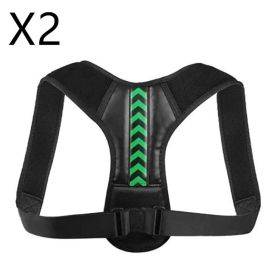 Back Posture Corrector Belt Adjustable Clavicle Spine Back Shoulder Lumbar Men Women Posture Correction (Color: Dark green 2PCS, size: M)