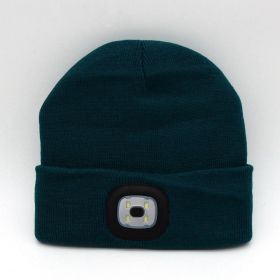 LED Knit Hat Button Cell Type Knitted Hat With Light Glowing (Style: C, Color: Peacock)