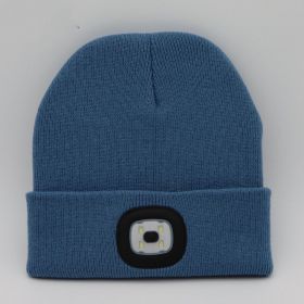 LED Knit Hat Button Cell Type Knitted Hat With Light Glowing (Style: C, Color: Light blue)