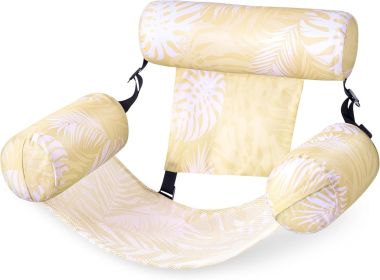 Pool Floats Chairs Adult,Inflatable Pool Lounge,Plant Pattern Floating Mat Hammock,Blow up Water Chairs Noodles rafts for Party Summer Water Beac (Style: Champagne leaves)