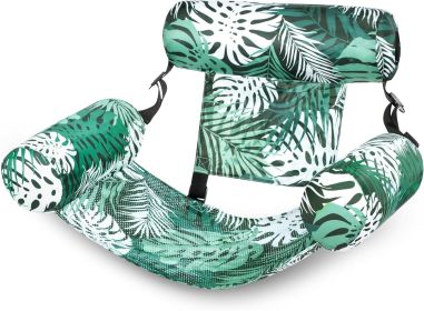 Pool Floats Chairs Adult,Inflatable Pool Lounge,Plant Pattern Floating Mat Hammock,Blow up Water Chairs Noodles rafts for Party Summer Water Beac (Style: Green leaves)