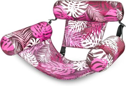 Pool Floats Chairs Adult,Inflatable Pool Lounge,Plant Pattern Floating Mat Hammock,Blow up Water Chairs Noodles rafts for Party Summer Water Beac (Style: Pink leaves)