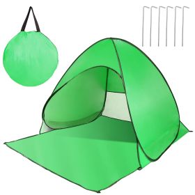 Pop Up Beach Tent Sun Shade Shelter Anti-UV Automatic Waterproof Tent Canopy for 2/3 Man w/ Net Window Storage Bag for Outdoor Beach Camping Fish (Color: Green)