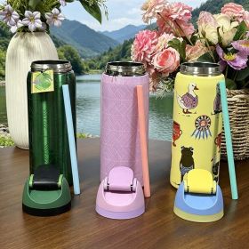 304 stainless steel outdoor sports water bottle, portable and leak-proof, suitable for daily travel, mountain climbing and fitness activities, et (Color: Pink)