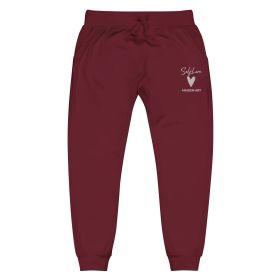 Self Love Unisex fleece sweatpants with Embroidery fashion sweatpants (Color: Maroon, size: 2XL)