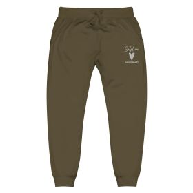 Self Love Unisex fleece sweatpants with Embroidery fashion sweatpants (Color: Military Green, size: L)