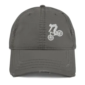 Mountain Biking Hat;  Mountain Biking Cap;  Mountain Biker Hat | Distressed Hat (Color: Gray)