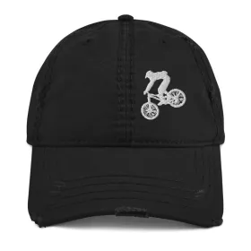 Mountain Biking Hat;  Mountain Biking Cap;  Mountain Biker Hat | Distressed Hat (Color: Black)