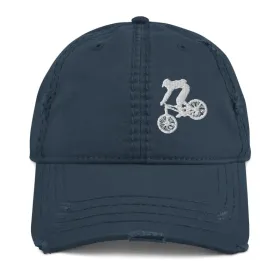 Mountain Biking Hat;  Mountain Biking Cap;  Mountain Biker Hat | Distressed Hat (Color: Blue)